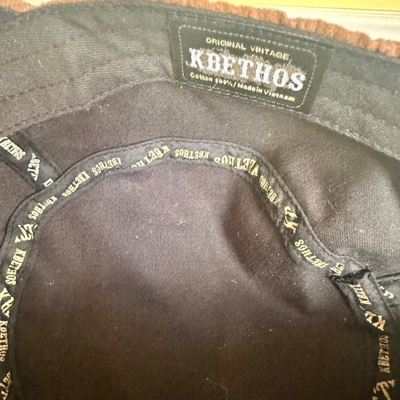 KB ETHOS Vintage Black Hat y2K Cap Brown Turquoise studded Applique - Picture 5 of 5